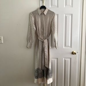 Mango polka dot maxi button down dress